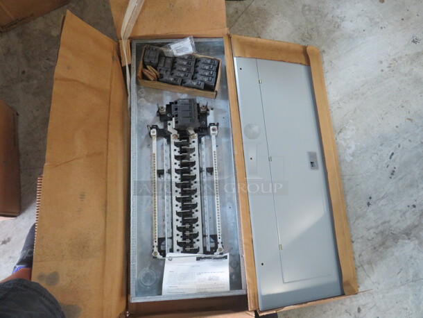 One NEW GE 200 Amp Breaker Box. #TM3220CC6. - Image 1 of 1