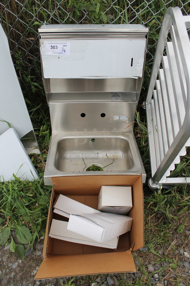 BRAND NEW SCRATCH AND DENT! Advance Tabco Stainless Steel Commercial Single Bay Wall Mount Sink w/ Cabinet. - Image 1 of 9