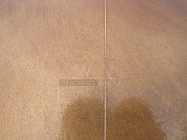 One Circular Aluminum Folding Table By Southern Aluminum, With  Bronze Color Swirl  Finish. 86X38X30  - Image 4 of 4