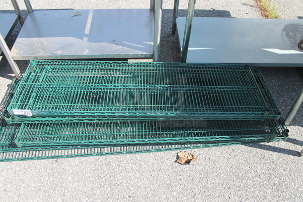 ALL ONE MONEY! Lot of 7 Green Finish Wire Shelves. - Image 1 of 2