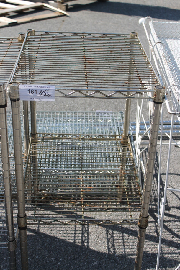 Chrome Finish 2 Tier Wire Shelving Unit. BUYER MUST DISMANTLE. PCI CANNOT DISMANTLE FOR SHIPPING. PLEASE CONSIDER FREIGHT CHARGES. - Image 1 of 1