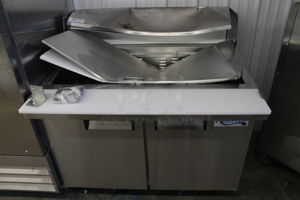 BRAND NEW SCRATCH AND DENT! 2023 Avantco 178APT48MHC Stainless Steel Commercial Sandwich Salad Prep Table Bain Marie Mega Top on Commercial Casters. 115 Volts, 1 Phase. Tested and Working!