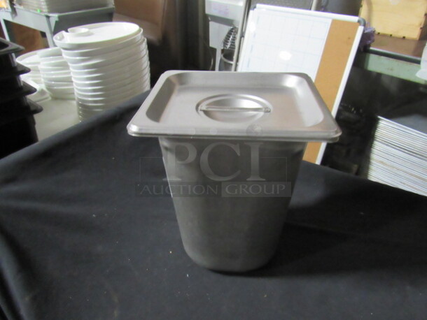 1/6 Size Long 8 Inch Deep  Hotel Pan With Lid. 2XBID. 