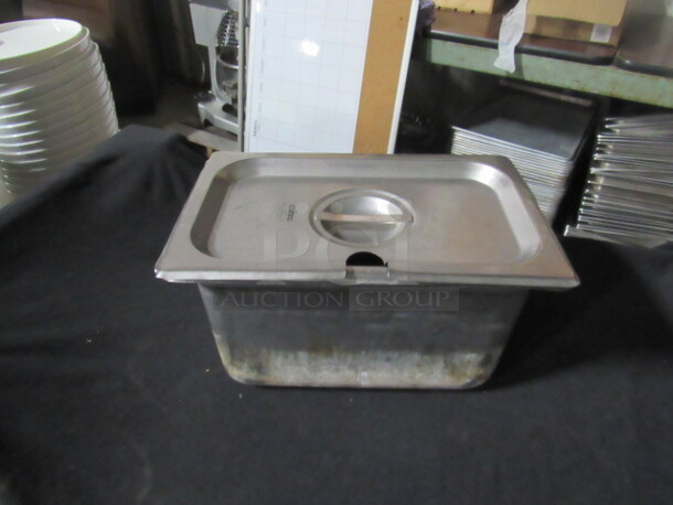 1/4 Size Long 6 Inch Deep Hotel Pan With Lid. 2XBID. 