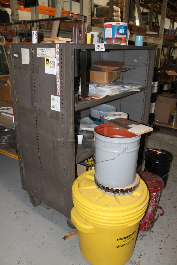 Metal 4 Tier Shelving Unit w/ Contents on Casters. - Image 4 of 5