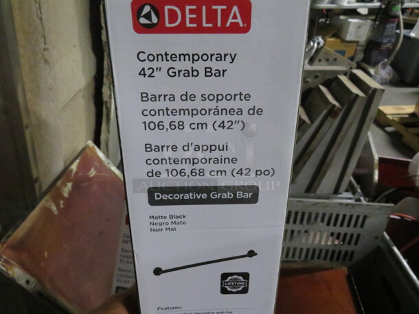 One NEW Delta Contemporary Matte Black 42 Inch Grab Bar. - Image 1 of 1