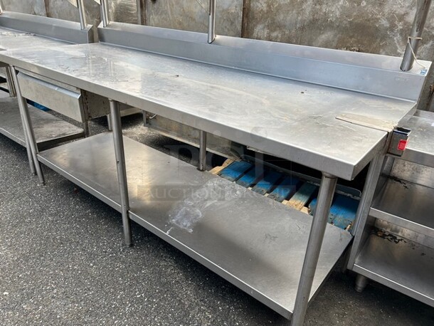 7' Stainless Steel Commercial Table w/ Commercial Can Opener Mount, Drawer, Pot Rack, Over Shelf and Under Shelf. 84x30x89 - Image 2 of 6