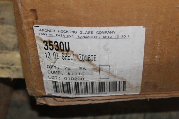 NEW IN BOX! 3 Boxes (1 Box 19 Count, 1 Box 60 Count, 1 Box 72 Count) Anchor Hocking 13oz Shell Zombie Glasses. 151X Your Bid!  - Image 2 of 2