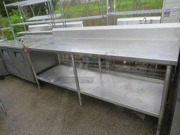 One Stainless Steel Table With SS Under Shelf And 10lb Can Opener. 90X30X44