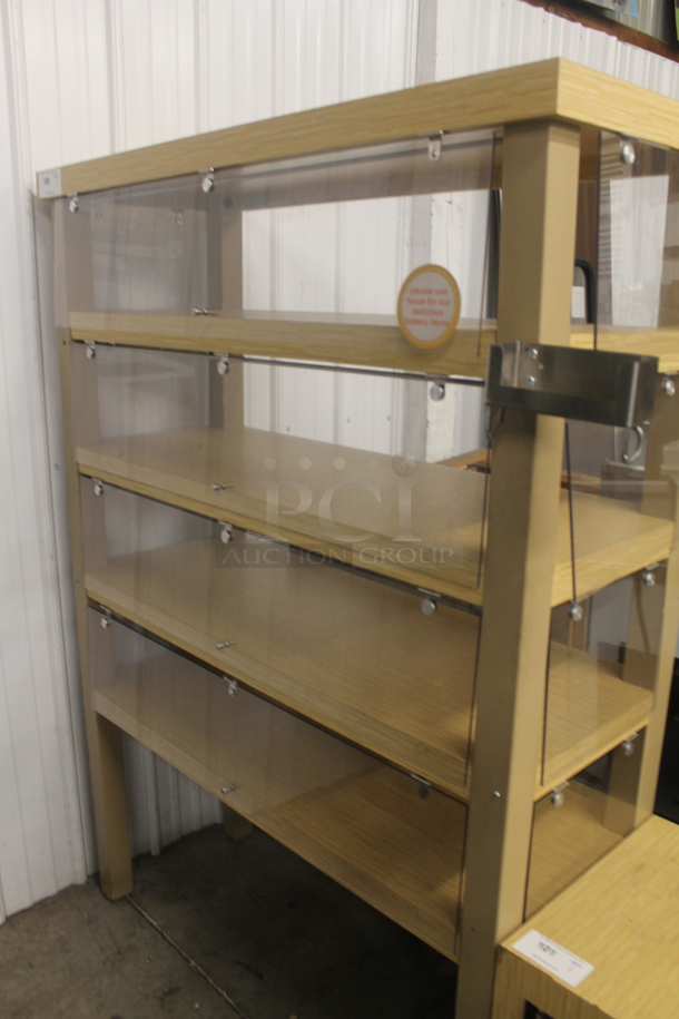 Wood Pattern 5 Tier Shelving Unit w/ Poly Doors. - Image 4 of 4