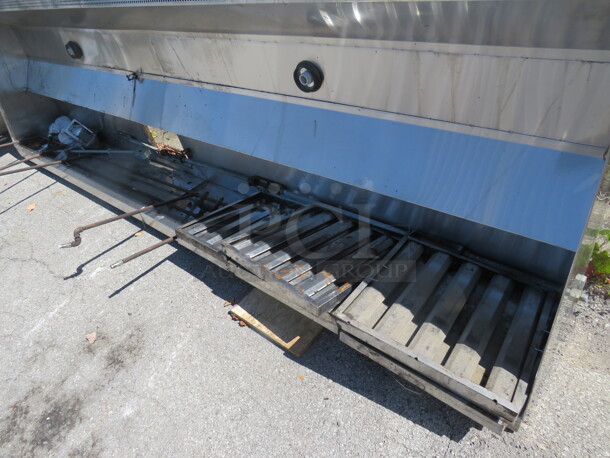 One 12 Foot Stainless Steel Hood System With Filters, Lights, And Piping. 144X46X18 - Image 1 of 5