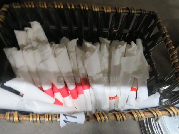 One Basket Full Of Wrapped Flatware. - Image 2 of 2