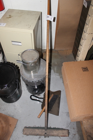 ALL ONE MONEY! Lot of 3 Various Items Including Dust Pan, Sweeper and Push Broom