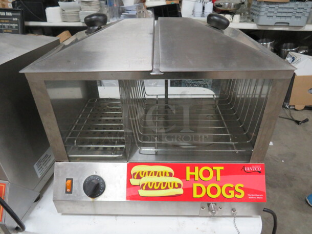 One Avantco Hot Dog Steamer. #FH-02. 120 Volt. 18X14X14