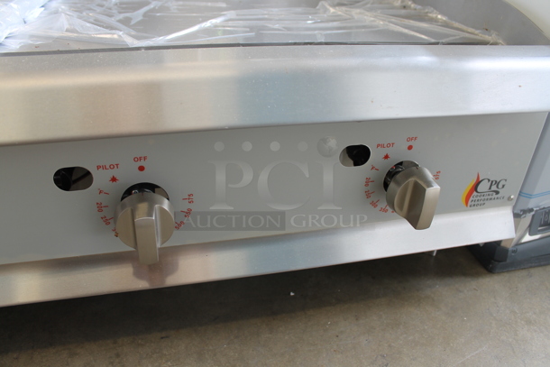 BRAND NEW SCRATCH AND DENT! 2023 Cooking Performance Group CPG 351GTCPG48NL Stainless Steel Commercial Countertop Natural Gas Powered Flat Top Griddle w/ Thermostatic Controls. 120,000 BTU.  - Image 3 of 5