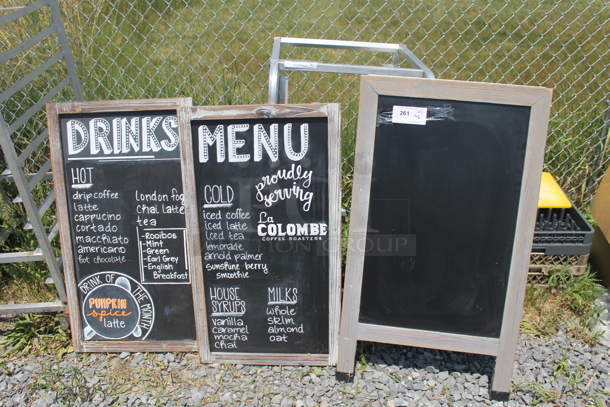 3 Chalk Boards, 1 A-Frame And 2 Boards. 3 Times Your Bid! 