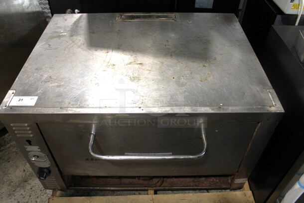 Bakers Pride Stainless Steel Commercial Natural Gas Powered Single Deck Pizza Oven w/ Cooking Stones. - Image 1 of 10