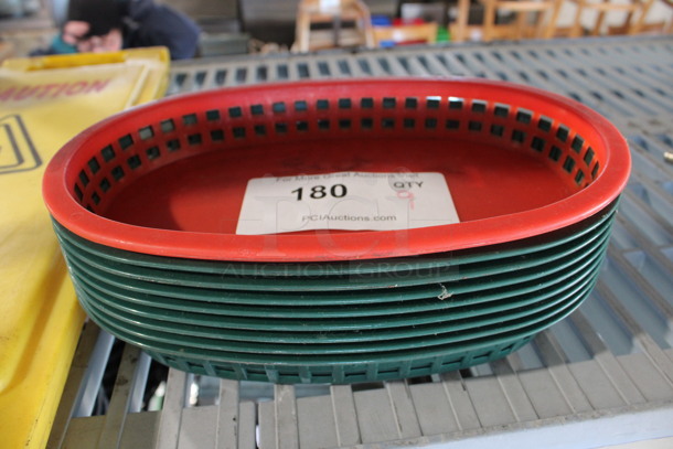 9 Poly Food Baskets; 1 Red and 8 Green. 10.5x7x1.5. 9 Times Your Bid!