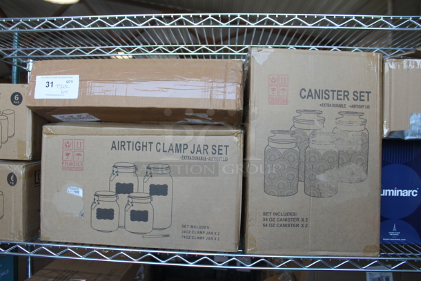 ALL ONE MONEY! Tier Lot of Various BRAND NEW SCRATCH AND DENT! Items Including Can Glasses Set, Airtight Clamp Jar Sets, Canister Sets and 3 Shower Seat Benches - Image 3 of 4