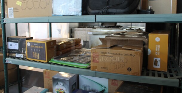 ALL ONE MONEY! Tier Lot of Various BRAND NEW SCRATCH AND DENT! Items Including Glass Coffee Mugs, Tea Storage Box