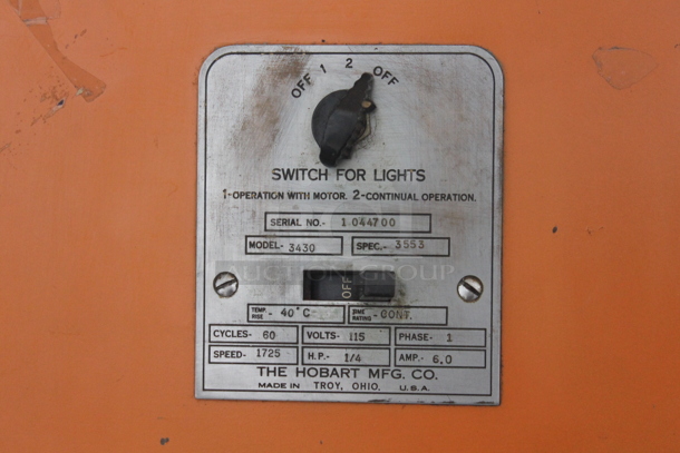Hobart 3430 Metal Commercial Countertop Coffee Bean Grinder. 115 Volts, 1 Phase. Tested and Working! - Image 2 of 5