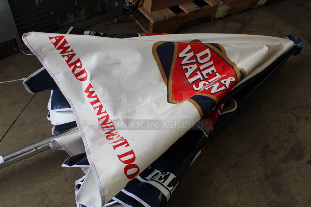 Dietz & Watson White and Blue Patio Umbrella. 90" - Image 4 of 4