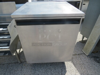 One Delfield SS 1 Door Under Counter Refrigerator. Model# 407. 115 Volt. 27X28.5X35.5