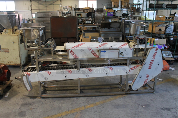 JM-500 Stainless Steel Commercial Floor Style Conveyor Liquid Filling Machine w/ Steam Chamber for Bao Bun Dumplings. 110-220 Volts.  - Image 3 of 9