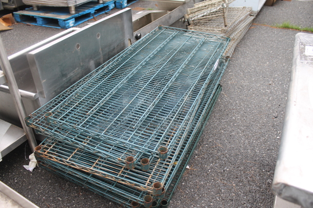 ALL ONE ONEY! Lot of 12 Green Finish Wire Shelves! - Image 2 of 3
