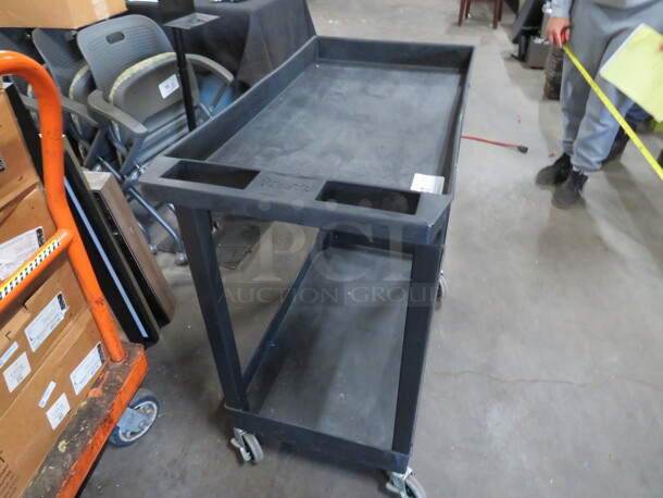 One Black Poly Utility Cart On Casters. 35X17X34 - Image 2 of 2