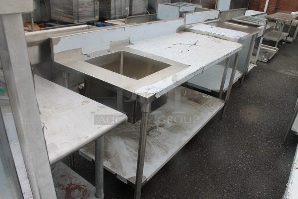 BRAND NEW SCRATCH AND DENT! Stainless Steel Commercial Table w/ Sink Bay, Back Splash and Under Shelf.  Bay 16x18x12 - Image 2 of 5