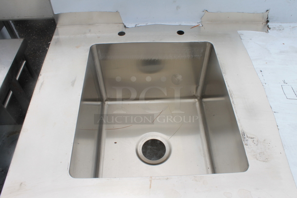 BRAND NEW SCRATCH AND DENT! Stainless Steel Commercial Table w/ Sink Bay, Back Splash and Under Shelf.  Bay 16x18x12 - Image 4 of 5