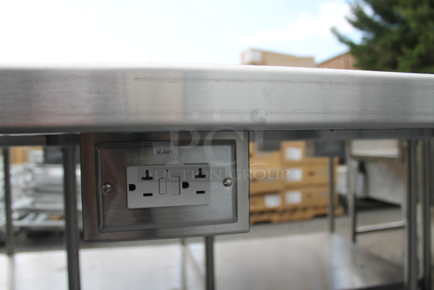 BRAND NEW! Stainless Steel Commercial Table w/ Sink Bay, Faucet, Handles and Under Shelf. Bay 19.5x20 - Image 7 of 11