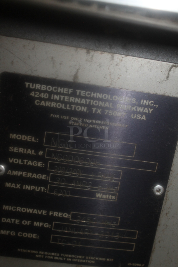 2013 Turbochef NGO Metal Commercial Countertop Electric Powered Rapid Cook Oven. 208/240 Volts, 1 Phase. - Image 5 of 5