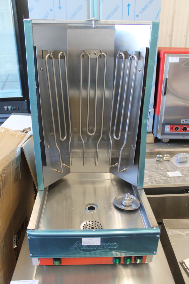 BRAND NEW SCRATCH AND DENT! Avantco 177VBE102M Stainless Steel Commercial Countertop Vertical Broiler Gyro Machine. 208/240 Volts, 1 Phase.  - Image 1 of 5