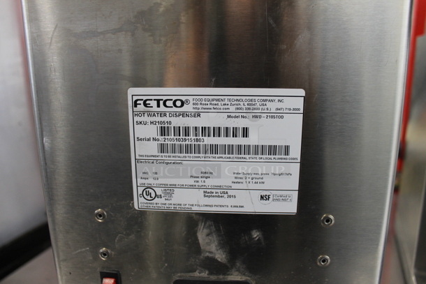 Fetco HWD-2105TOD Stainless Steel Commercial Countertop 5 Gallon Automatic Hot Water Boiler. 120 Volts, 1 Phase.  - Image 4 of 4