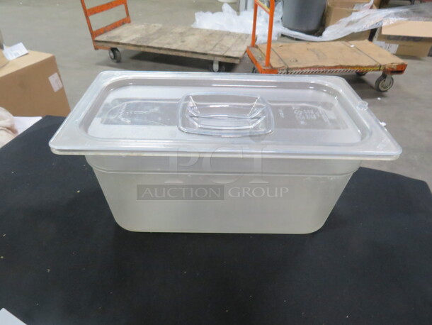 One 1/3 Size 6 Inch Deep Food Storage Container With Lid.  - Image 1 of 1