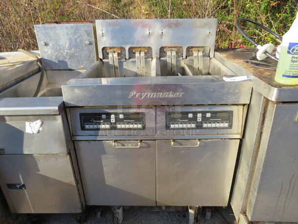 One Frymaster Double Electric Fryer On Casters. Model# FPH217-2RTCSC. 208 Volt.  31.5X33X46.5