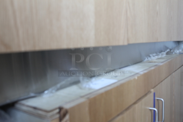 BRAND NEW! Commercial 4 Door Cabinet In Wood Style Finish With White Shelves. - Image 5 of 5