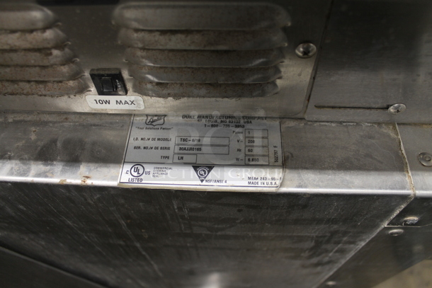 Duke TSC-6/18 Stainless Steel Commercial Electric Powered Oven Proofer w/ Hood on Commercial Casters. 208 Volts, 1 Phase. - Image 8 of 10