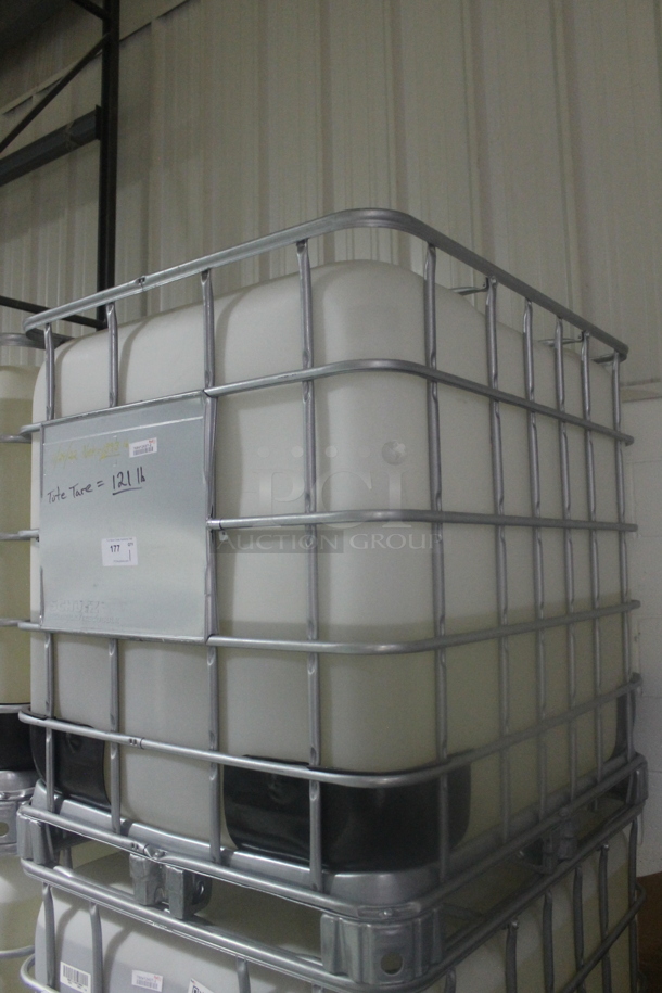 White Poly Tank in Metal Cage. BUYER MUST REMOVE. - Image 3 of 4