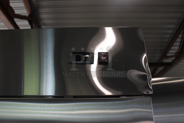BRAND NEW SCRATCH AND DENT! 2023 KoolMore RIR-2D-SS  Stainless Steel Commercial 2 Door Reach In Cooler w/ Poly Coated Racks on Commercial Casters. 115 Volts, 1 Phase. Tested and Working! - Image 3 of 9