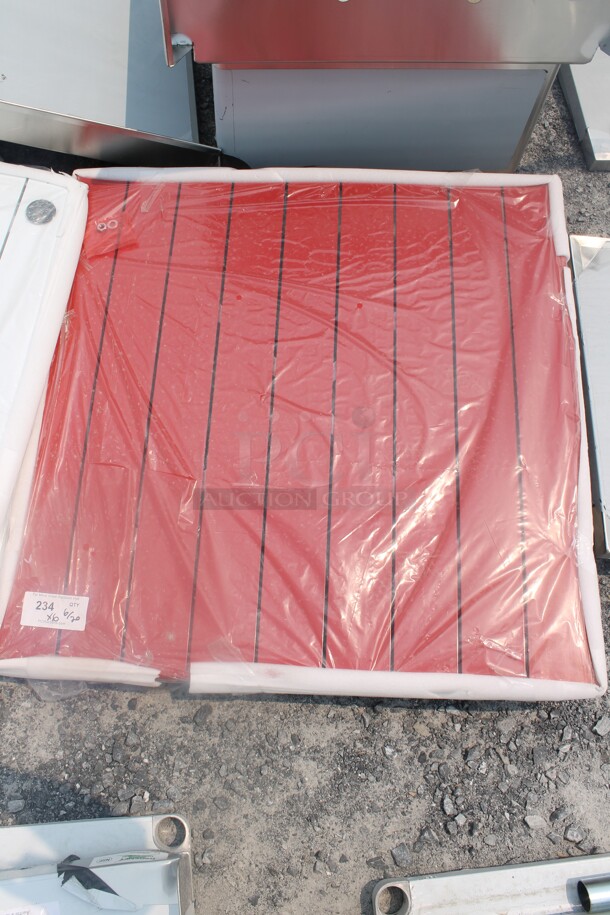 6 Outdoor Synthetic Teak Style Table Tops In White, Red, Gray, Blue With X-Shape Table Base. 6 Times Your Bid!  - Image 2 of 11