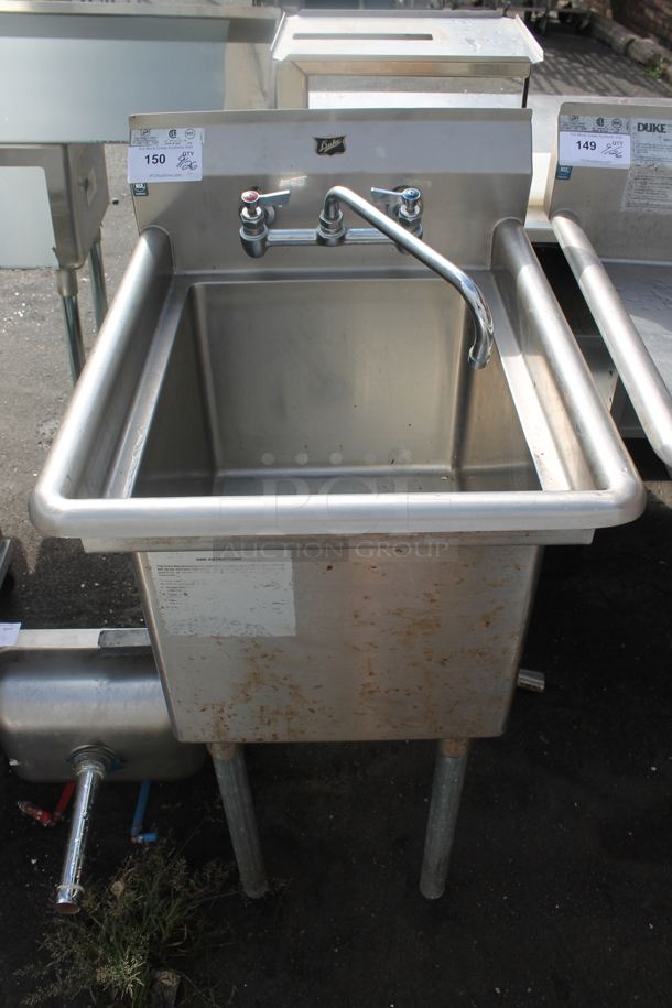 Duke Stainless Steel Commercial Single Bay Sink w/ Faucet and Handles. - Image 1 of 3