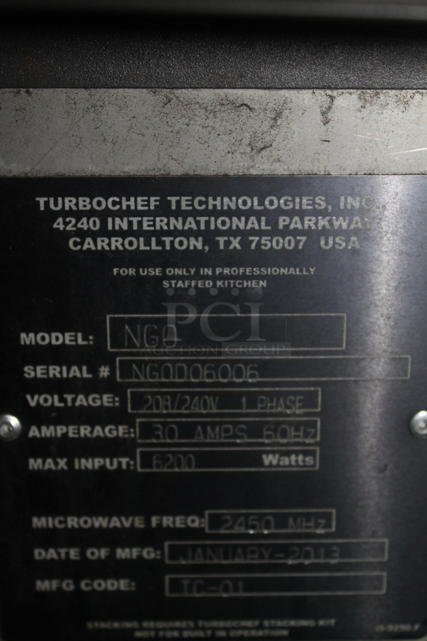 2013 Turbochef NGO Metal Commercial Countertop Electric Powered Rapid Cook Oven. 208/240 Volts, 1 Phase.  - Image 4 of 4