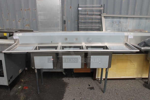 BRAND NEW SCRATCH AND DENT! Regency 600S317117218 Stainless Steel Commercial 3 Bay Sink w/ Dual Drain Boards. - Image 1 of 3