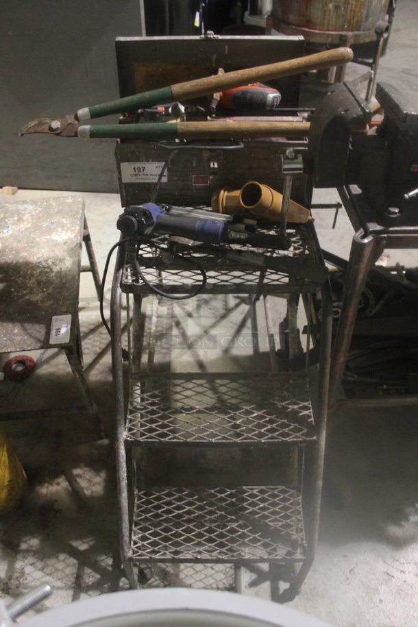 Gray Metal Double Sided 3 Step Ladder w/ Contents. - Image 2 of 5