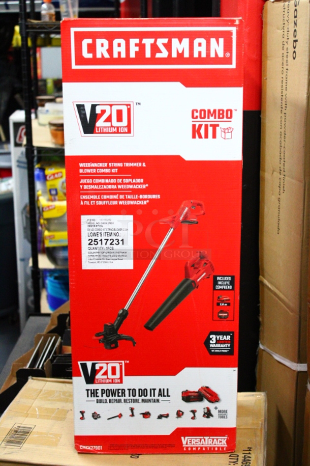 LOT OF 3!! Craftsman Cordless Power Equipment Combo Kit with String Trimmer and Leaf Blower - 20 V MAX. 3x Your Bid - Image 1 of 1