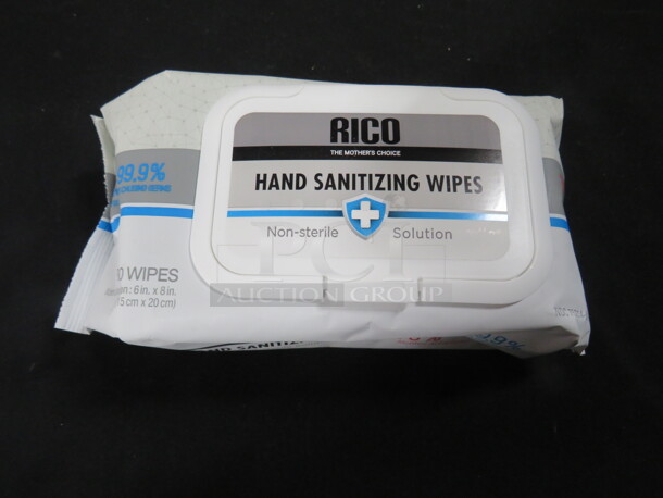 NEW Rico Sanitizing Wipes. 80 Per Bag. 12XBID. 