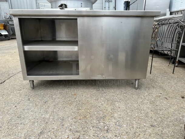 One Stainless Steel Table With 2 SS Under Shelves. 60X34X36 - Image 1 of 1